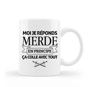 Encre et créations Mug céramique - Moi je réponds merde, en principe ça colle avec tout