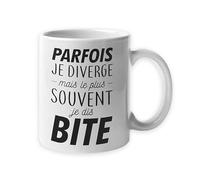 Encre et créations Mug céramique - Parfois je diverge mais le plus souvent je dis bite