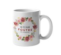 Encre et créations Mug céramique - Va te faire foutre, bien cordialement, avec des fleurs