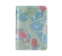 Encre Marbrée Rouge Bleu Vert Détenteur d'un Passeport Titulaire Etui en Cuir Véritable Couverture de Passeport pour Voyage Hommes Femmes