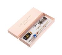 Encre rétro en verre trempé pour calligraphie écriture signature trempée avec 2 porte-plumes dans un coffret cadeau pour l'écriture manuscrite étudiants amis amoureux