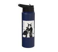 Encre Samurai Cat Warrior - Art japonais Katana félin Stainless Steel Insulated Water Bottle