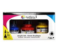 DALER ROWNEY - System 3 Acrylic Ink - Set encre acrylique - 3 x 29,5 ml + 1 marqueur