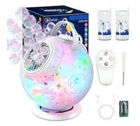 Encuryna Machine à bulles rechargeable avec télécommande, 10 trous, rotation à 90°/360°, LED, USB-C 45 min d'autonomie, grandes bulles de savon pour fête d'anniversaire, mariage, jardin, activités