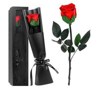 Encuryna Rose éternelle dans un coffret cadeau de luxe - Véritable rose préservée avec tige pour femmes, maman et petite amie - Anniversaire, Saint-Valentin, fête des mères, mariage et anniversaire de