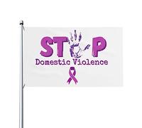 End & Stop Drapeau de la violence domestique 0,9 x 1,5 m Un côté extérieur Ferme Yard Sign Garden Drapeau décoratif avec œillets en laiton