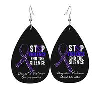 End & Stop Violence Domestique Boucles D'oreilles En Cuir Pour Femmes Dangle Boucle D'oreille Goutte Pendentif Avec Crochet Cadeaux Pour Adulte Fille