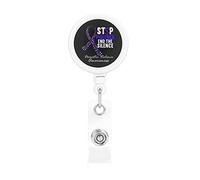 End & Stop Violence Domestique Porte-Badge Rétractable Reel Clip Id Card Holder forNurse Student Office Worker