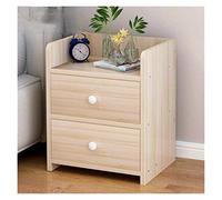 End Table 2 Drawers Furniture Wood Bed Room Storage Box (Color : White Size : 34 * 34 * 45cm) (Beige 34 * 34 * 45cm)