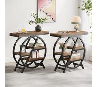 End Table Set of 2, 3-Tier Narrow Sofa Side Table with Storage