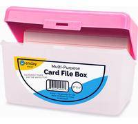 Enday Porte-cartes d'index rose, 7,6 x 12,7 cm, porte-cartes avec rabat, recette, support, peut contenir 250 cartes, également disponible en violet, rouge, vert, bleu, gris (1 pièce)