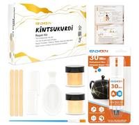 Endhokn Kintsukuroi Kit Poudre d'Or, Kit de Bricolage Kintsukuroi pour Débutants, 25ml Colle Dorée Ceramique Réparer et Embellir la Porcelaine, la Céramique, le Plâtre, le Verre Reparation Colle d Or
