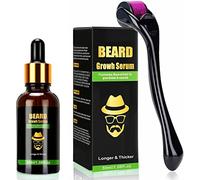 Endim Kit de croissance de barbe avec rouleau Derma Roller en titane, rouleau à barbe 0,5 mm, rouleau à barbe / huile de sérum de croissance de la barbe, rouleau de croissance de la barbe, kit
