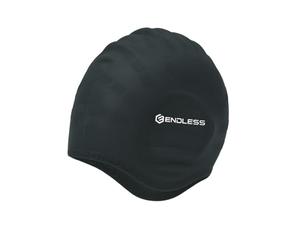 Endless EL1023 Comfortable Silicon Swimming Cap with Ergonomic Ear Pockets | Black | Material : Silicon | Fully Elastic Waterproof Cap for Long and Short Hair with Thicker Edge | for Women and Men