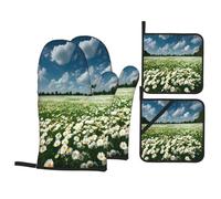 Endless Flower Fields Kit de cuisson durable Gants de four et maniques avec design imperméable et protection thermique