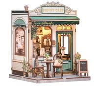 Endless Limit Book Nook Kit, Maison de poupée Miniature avec lumière LED Chaude, Décoration de bibliothèque Vintage Crème & Verte, Cadeau Exquis pour Adultes & Amateurs de Dollhouse(Sunny Cafe)