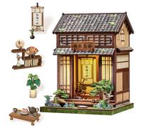 Endless Limit Book Nook Kit maison de thé japonaise miniature à faire soi-même, maison de poupée 3D en bois avec lumières LED, petit serre-livres et décoration créative d'étagère, cadeau artisanal