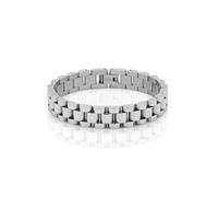 Endless New York Bracelet en acier inoxydable argenté | Bracelet à maillons épais résistant à l'eau pour homme et femme | Bracelet tendance en acier inoxydable argenté, sans pierre précieuse, acier