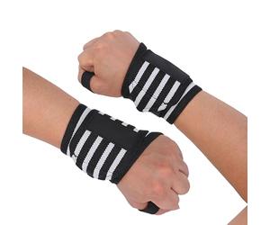 Endless Stretchable Wristband Strap Thumb Loop | Black | Material: Nylon-Polyester | for Weightlifting, Powerlifting, Bodybuilding, Strength Training & Crossfit | Free Size | for Unisex | Pack of 2