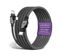 EndlesShine Câble USB C 240 W - Rotation à 180 ° - 3 m - PD 3.1 - Câble de charge rapide USB C vers USB C - En nylon - Pour iPhone, Samsung Galaxy S25/S24, MacBook - Appareils de type C (noir)