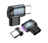 EndlesShine Lot de 2 adaptateurs magnétiques USB C à 90 degrés - Angle en L fin - 16 broches PD - 240 W - Téléphone OTG - Remplacement et rallonge - Connecteurs de type C (noir)
