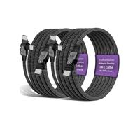 EndlesShine Lot de 2 câbles USB C 240 W - Rotation à 180 ° - 3 m - PD 3.1 - Câble de charge rapide USB C vers USB C - En nylon - Pour iPhone, Samsung Galaxy S25/S24, MacBook type C - Noir