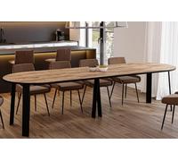 Endo-Moebel Table à Manger Mars - Extensible de 100 à 312 cm - Table Ronde modulable avec 4 rallonges - piétement Central en métal (Chêne Craft Gold)