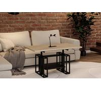 Endo-Moebel Table Basse Victoria - Extensible de 110 à 170 cm - Hauteur réglable - Double mécanisme Lift - Structure en métal (Chêne Cremona)
