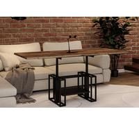 Endo-Moebel Table Basse Victoria - Extensible de 110 à 170 cm - Hauteur réglable - Double mécanisme Lift - Structure en métal (Chêne Monastère)