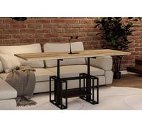 Endo-Moebel Table Basse Victoria - Extensible de 110 à 170 cm - Hauteur réglable - Double mécanisme Lift - Structure en métal (Wotan Eiche)