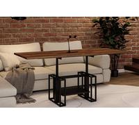 Endo-Moebel Table Basse Victoria - Extensible de 110 à 170 cm - Hauteur réglable - Double mécanisme Lift - Structure en métal (Chêne Stirling)