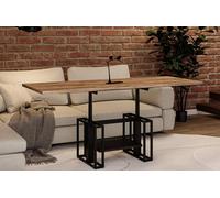 Endo-Moebel Table Basse Victoria - Extensible de 110 à 170 cm - Hauteur réglable - Double mécanisme Lift - Structure en métal (Chêne Craft Gold)