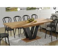 Endo-Moebel Table de salle à manger à colonne Lara 130cm - 210cm extensible Extension synchrone (Chêne Craft)