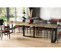 Endo-Möbel Table de salle à manger extensible Borys 130cm - 250cm piètement traîneau traîneau métal Kulissentisch (chêne naturel)