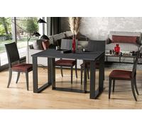 Endo-Möbel Table de salle à manger extensible Borys 130cm - 330cm piètement traîneau traîneau métal Kulissentisch (Beton Dunkel)