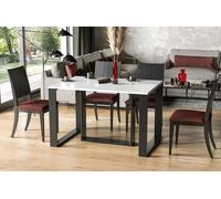 Endo-Möbel Table de salle à manger extensible Borys 130cm - 330cm piètement traîneau traîneau métal Kulissentisch (blanc brillant)