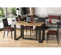 Endo-Möbel Table de salle à manger extensible Borys Jusqu'à 130cm - 310cm piètement traîneau traîneau métal Kulissentisch (Chêne Wotan)
