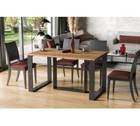 Endo-Möbel Table de salle à manger extensible Borys Jusqu'à 130cm - 310cm piètement traîneau traîneau métal Kulissentisch (Chêne Craft)