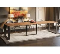 Endo-Möbel Table de salle à manger extensible Borys Max 130cm - 330cm piètement traîneau traîneau métal Kulissentisch (Chêne Craft)