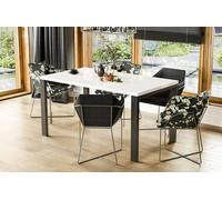 Endo-Moebel Table de salle à manger Garant 80cm - 170cm métal extensible châssis métallique table de cuisine (blanc brillant)
