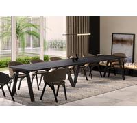 Endo-Möbel XXL Table à manger Lungo 130cm - 405cm extensible jusqu'à 12 personnes Table de cuisine (béton foncé)