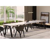 Endo-Möbel XXL Table à manger Lungo 130cm - 405cm extensible jusqu'à 12 personnes Table de cuisine (blanc brillant)