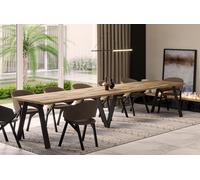 Endo-Möbel XXL Table à manger Lungo 130cm - 405cm extensible jusqu'à 12 personnes Table de cuisine (chêne Wotan)