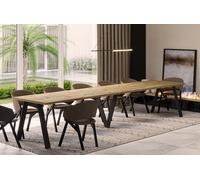 Endo-Möbel XXL Table à manger Lungo 130cm - 405cm extensible jusqu'à 12 personnes Table de cuisine (Chêne Artisan)