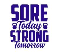 endolori aujourd'hui fort demain gym Peintures murales et stickers muraux en vinyle 54.6x63.3cm Peinture murale artistique Bleu foncé