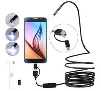 Endoscope 3 en 1 USBMicroType-C Ultra-Mince 8mm Semi-Rigide Caméra d'inspection avec 6 LED IP67 Étanche et Câble Serpen(1.5m)