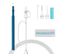 Endoscope auriculaire USB 3 en 1 avec caméra d'inspection numérique HD pour enlever le cérumen avec 6 lumières LED réglables pour Android et PC (bleu marine)