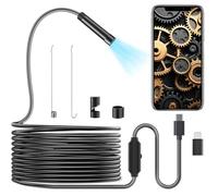 Endoscope Caméra Endoscopique, 1080P HD 2 en 1 USB Endoscope Camera d'inspection, Câble Semi Rigide, IP67 Étanche avec 8 Lumières LED Sonde de 8 mm pour iPhone,ipad,Android,Smartphone(5M)