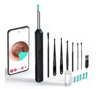 Endoscope D'oreille Sans Fil Avec Caméra,Nettoyeur D'oreille Visuel,Cure-Oreille,Wifi,Chargement Usb C,Couvercle De Cuillère D'oreille En Silicone,Longue Durée De Vie De La Batterie - Type Black