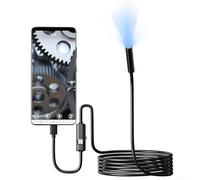 Endoscope HD Type C Connecteur 720P étanche Caméra serpent 6 lumières LED pour réparation de voiture Inspection des égouts Fil de 2 m (câble dur de 2 m)